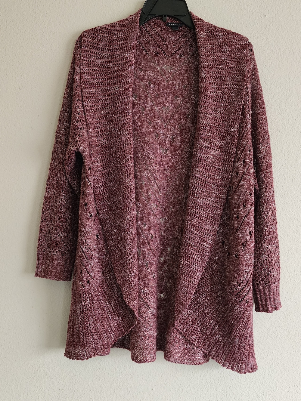 Torrid Burgundy Marled Pointelle Open Front Cardigan Size 1
